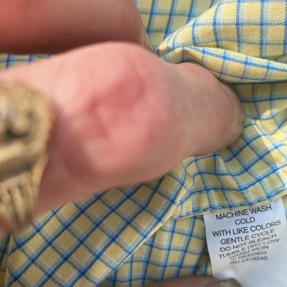 vineyard vines blue/green over pale yellow check logo Button-down Tall! - Picture 9 of 12